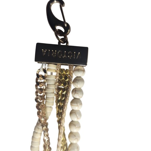 Multi-Strand Bracelet Victoria Emerson Gold tone White Beaded neutral jewelry - Picture 4 of 5